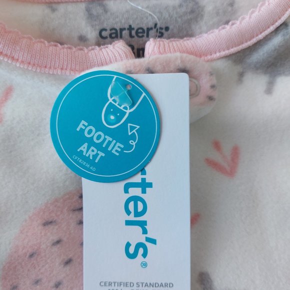 3/$20 Carter Girl Hedgehog Footie Pajama. - Picture 7 of 9